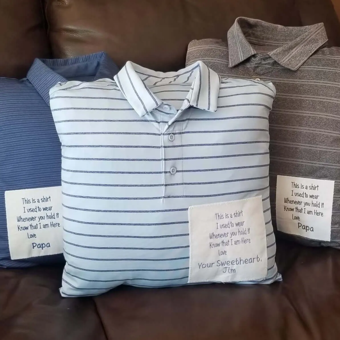 Memory Pillow made with your loved ones clothing items.