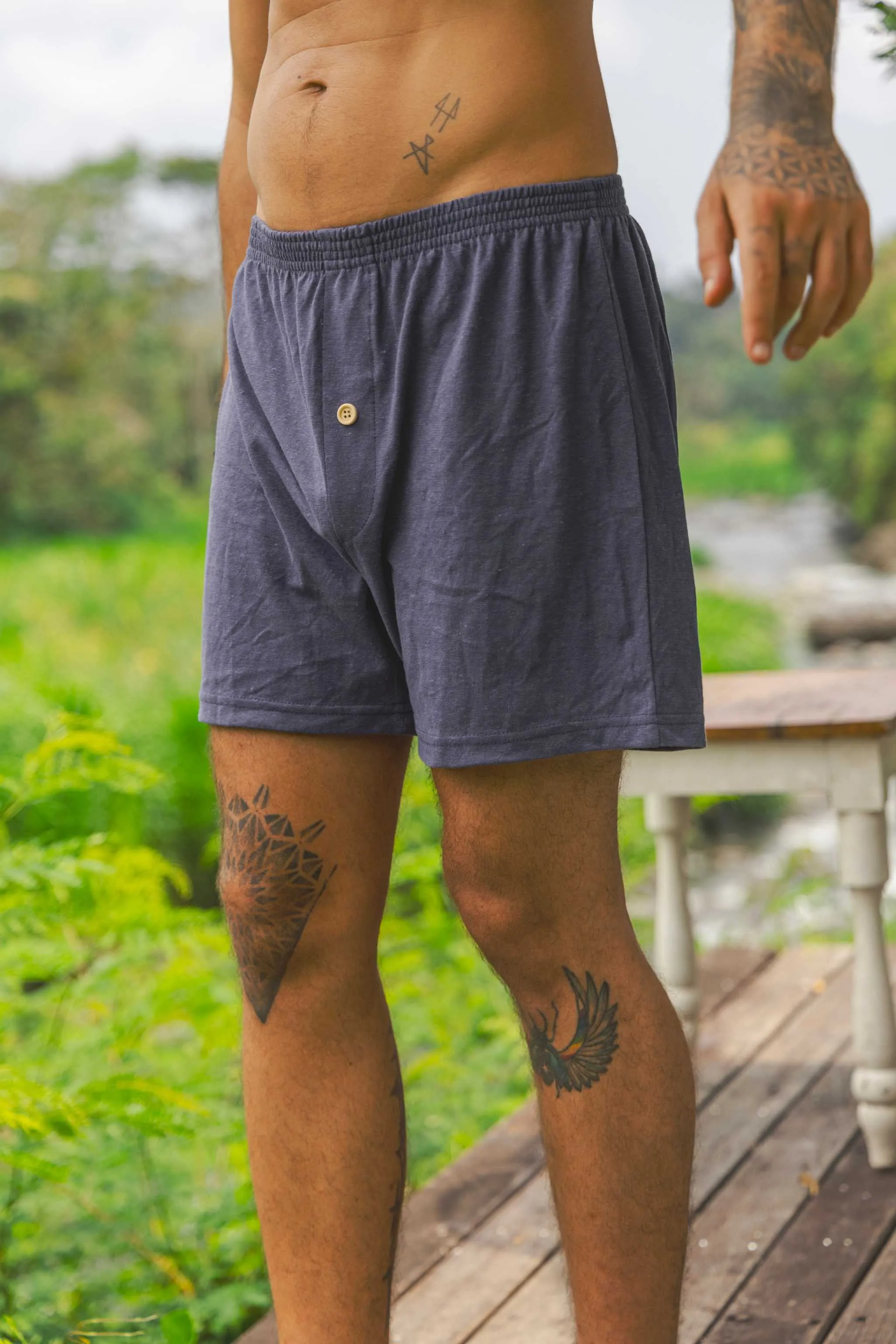 Mens Boxer Shorts - Hemp Button Fly Boxers 3-Pack Set