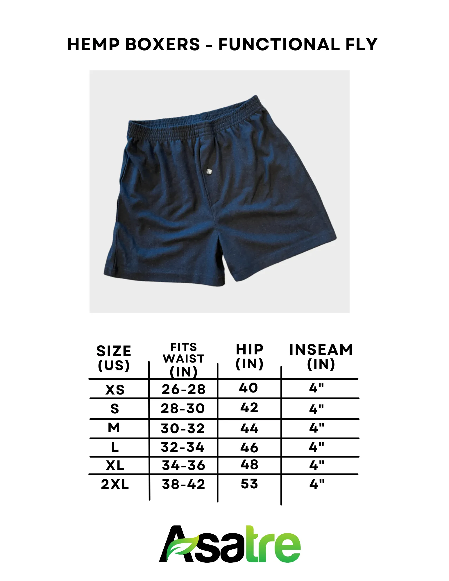 Mens Boxer Shorts - Hemp Button Fly Boxers 3-Pack Set
