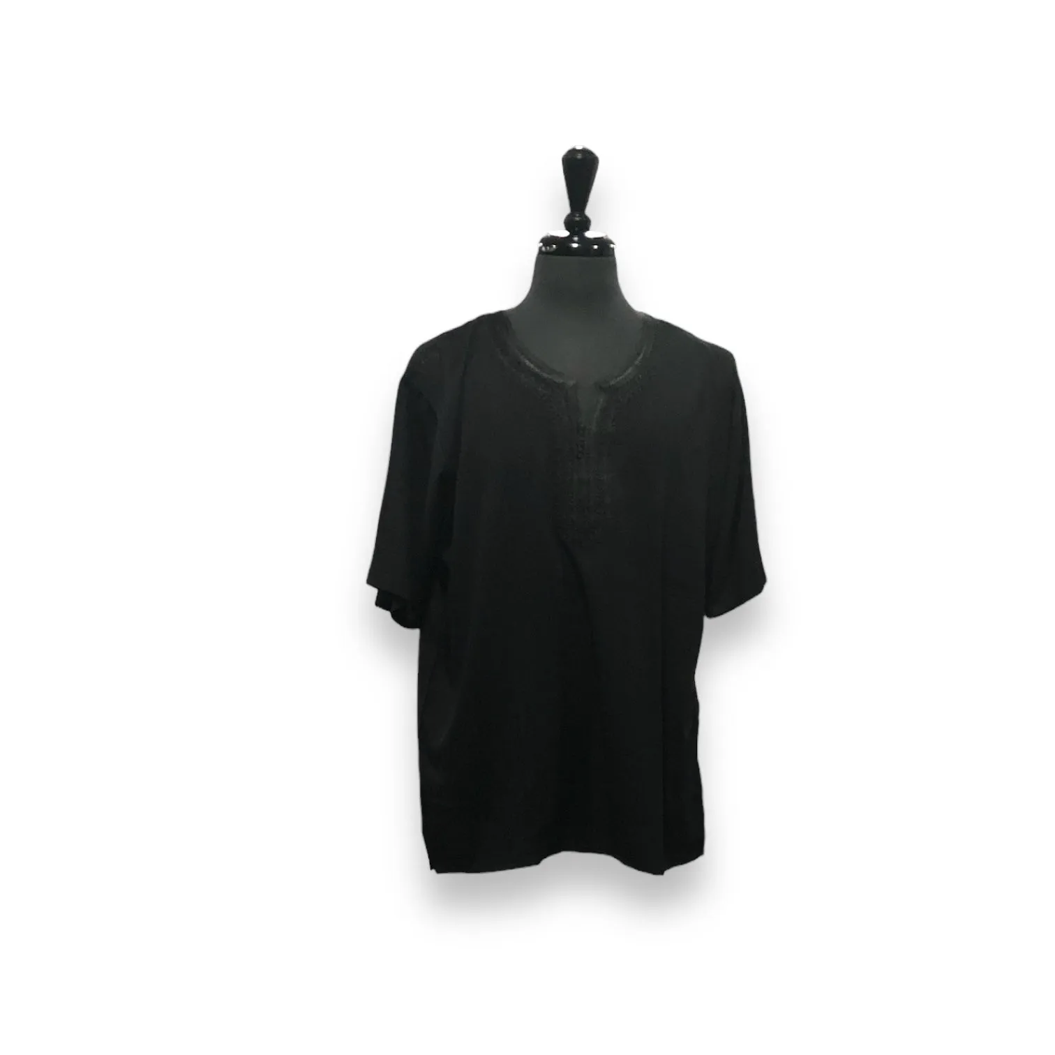 Men's Budget Friendly Short Sleeved Cotton Caftan T-Shirt with Embroidery