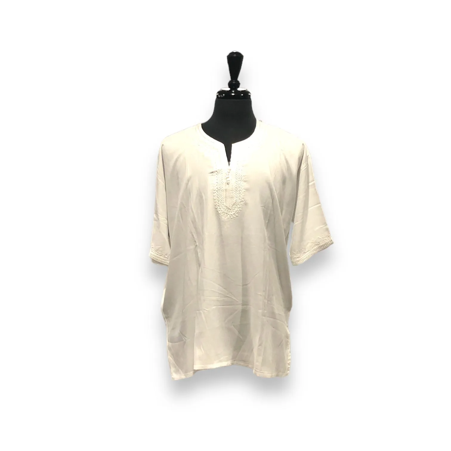Men's Budget Friendly Short Sleeved Cotton Caftan T-Shirt with Embroidery