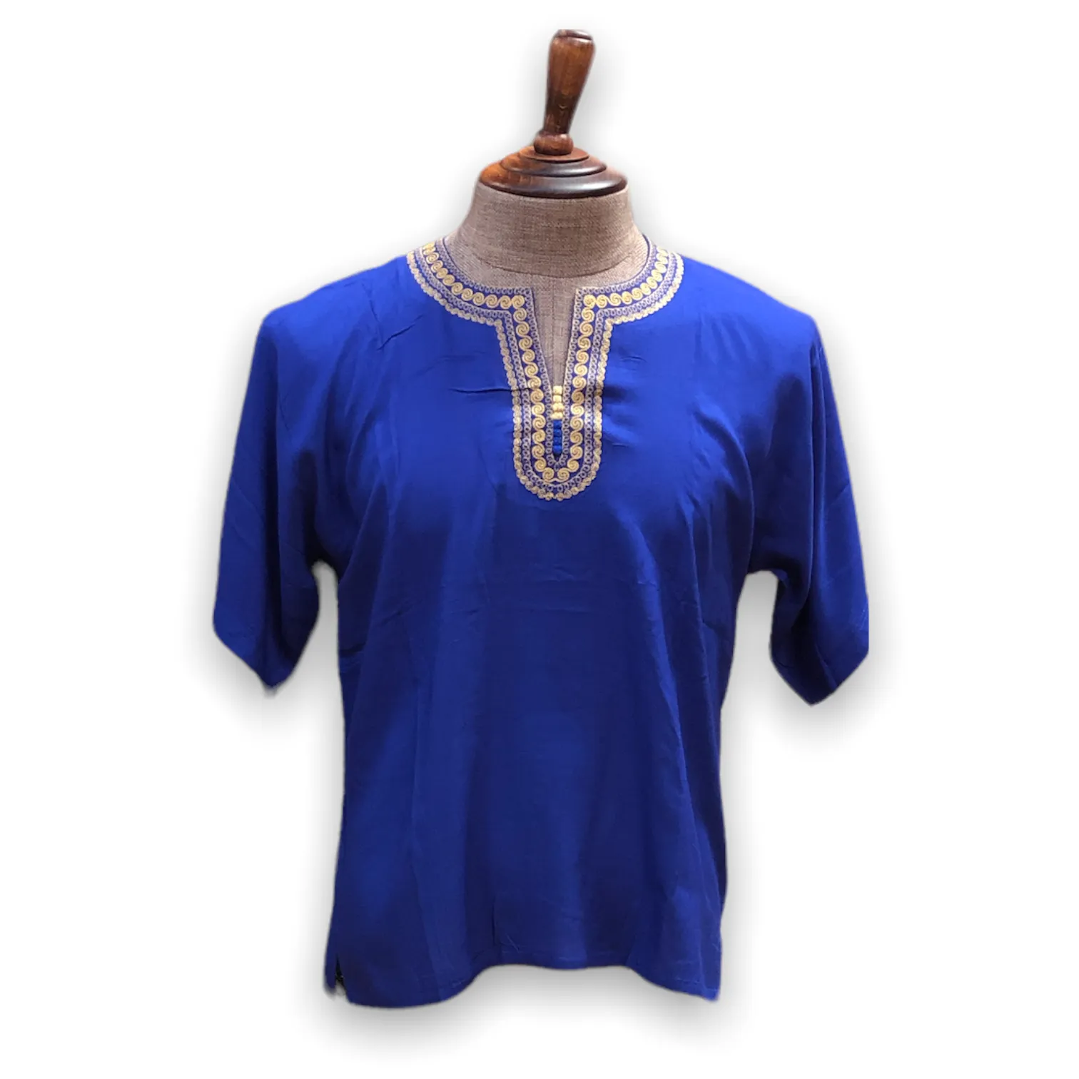 Men's Budget Friendly Short Sleeved Cotton Caftan T-Shirt with Embroidery