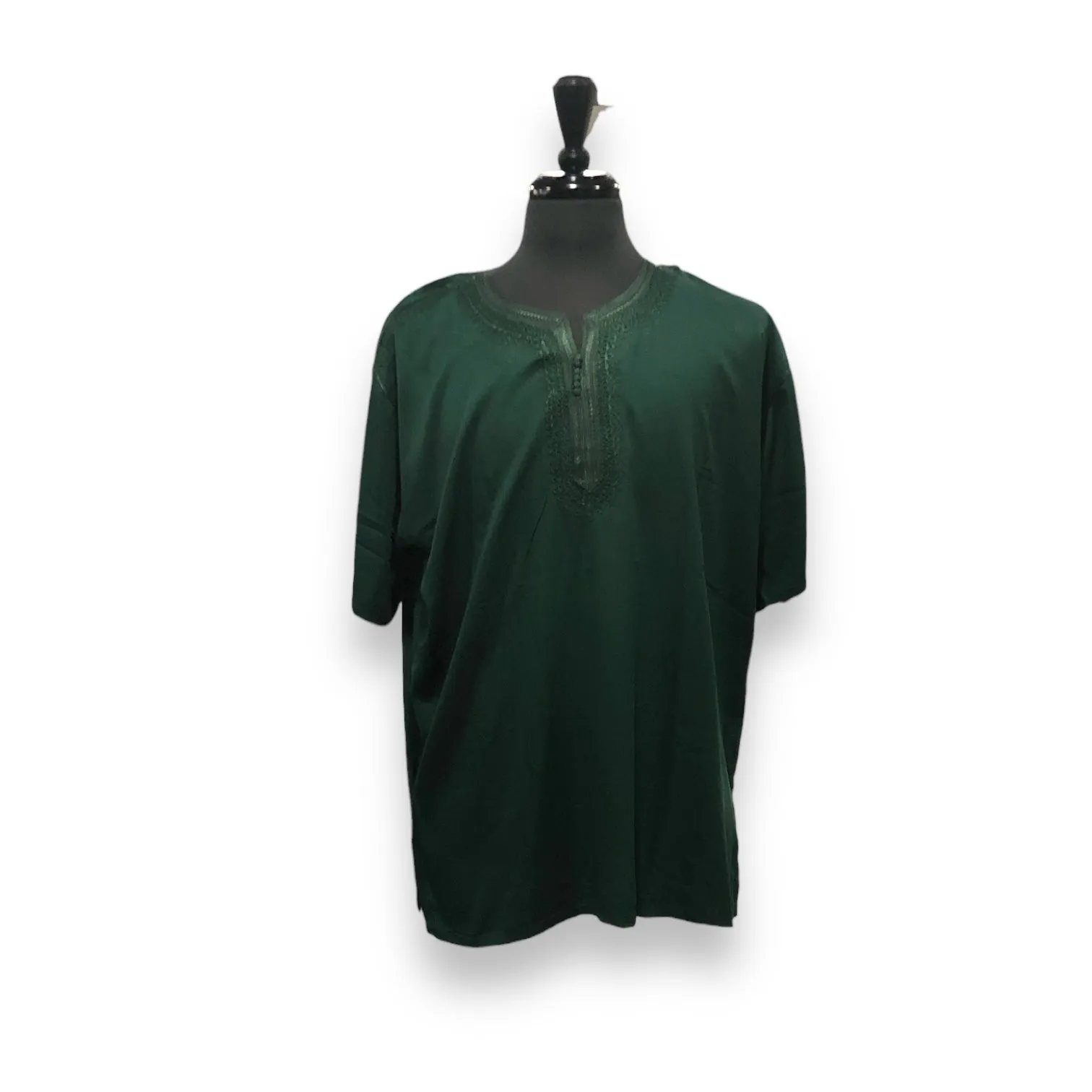 Men's Budget Friendly Short Sleeved Cotton Caftan T-Shirt with Embroidery