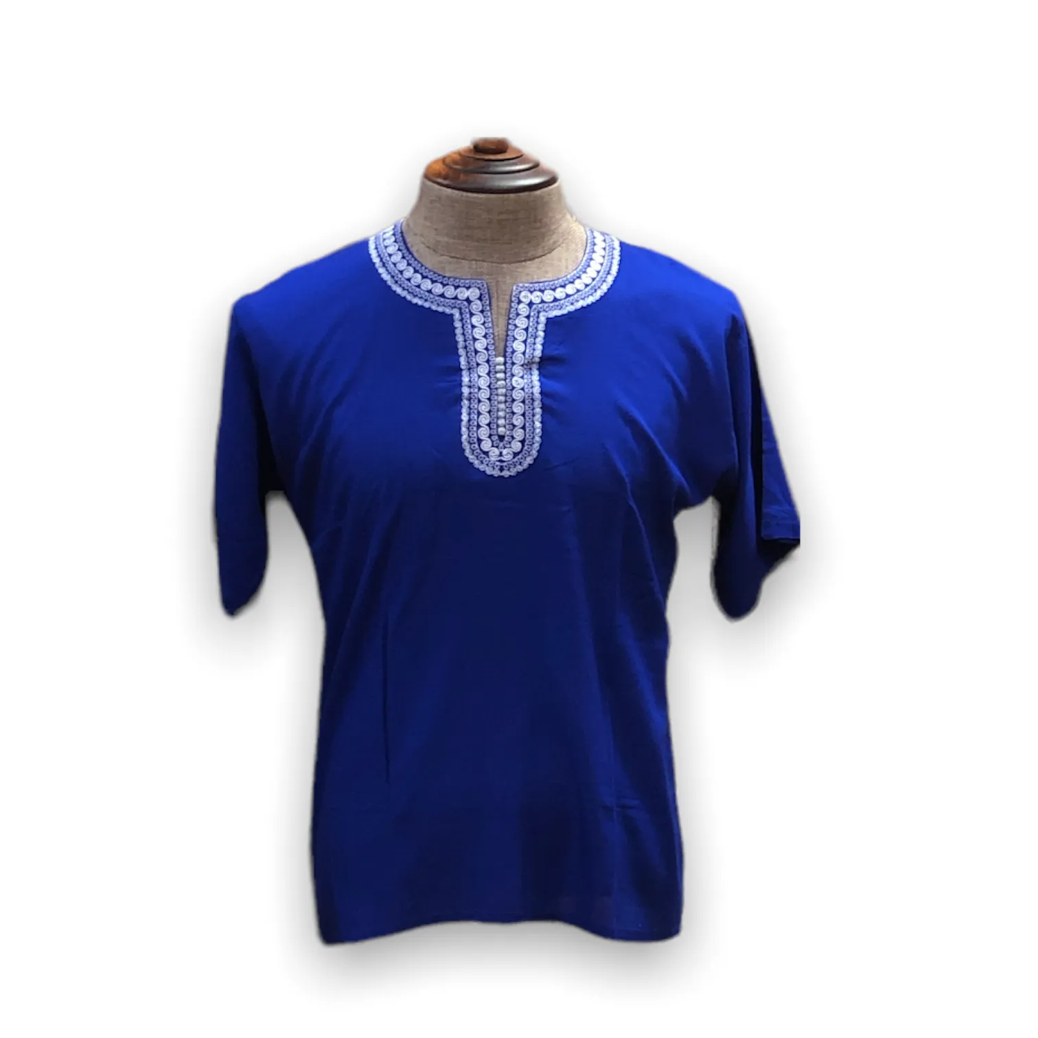 Men's Budget Friendly Short Sleeved Cotton Caftan T-Shirt with Embroidery