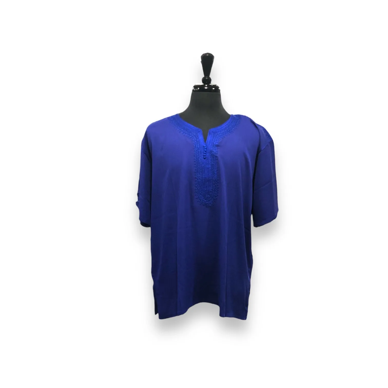Men's Budget Friendly Short Sleeved Cotton Caftan T-Shirt with Embroidery