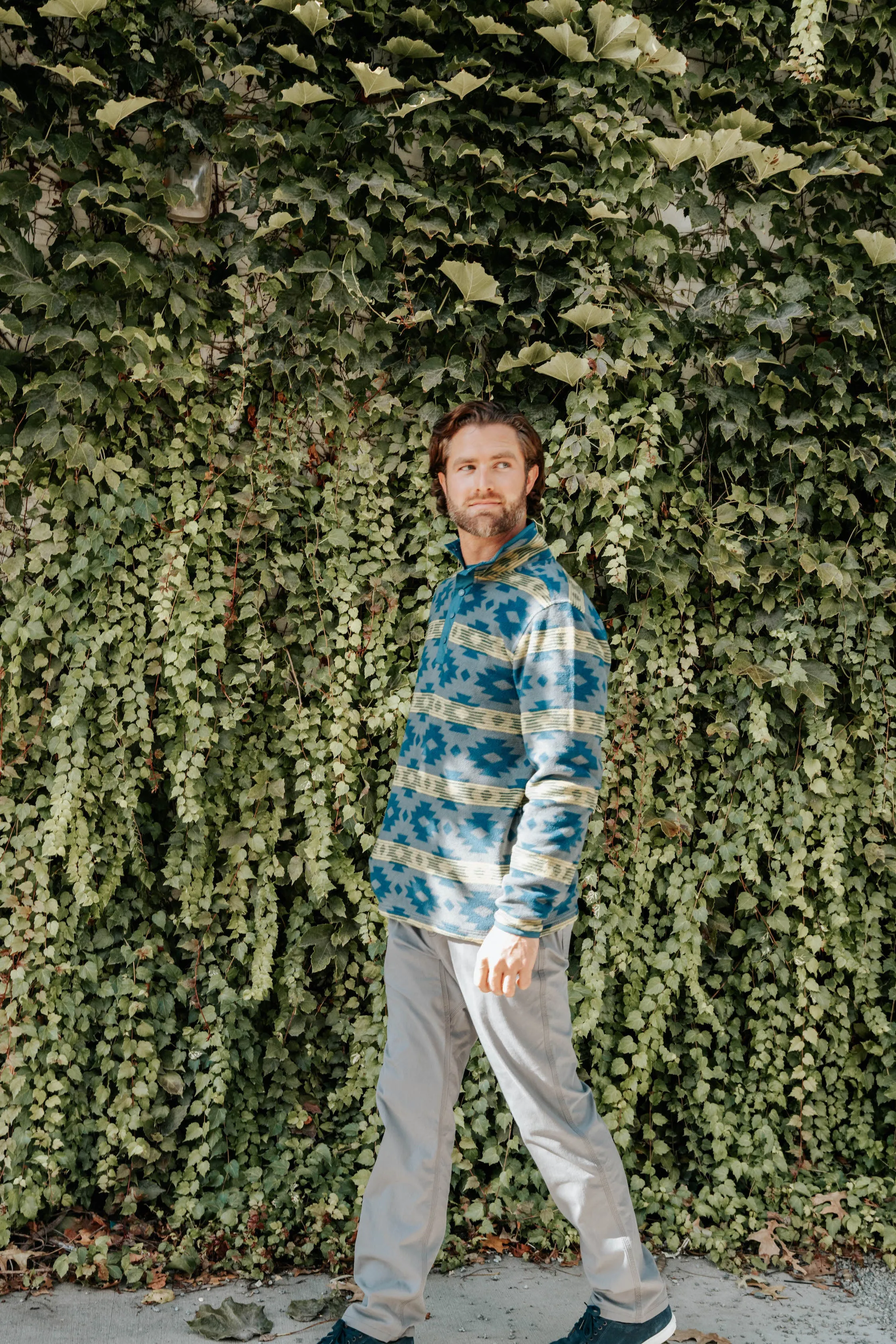 Men's Col Printed Quarter Snap
