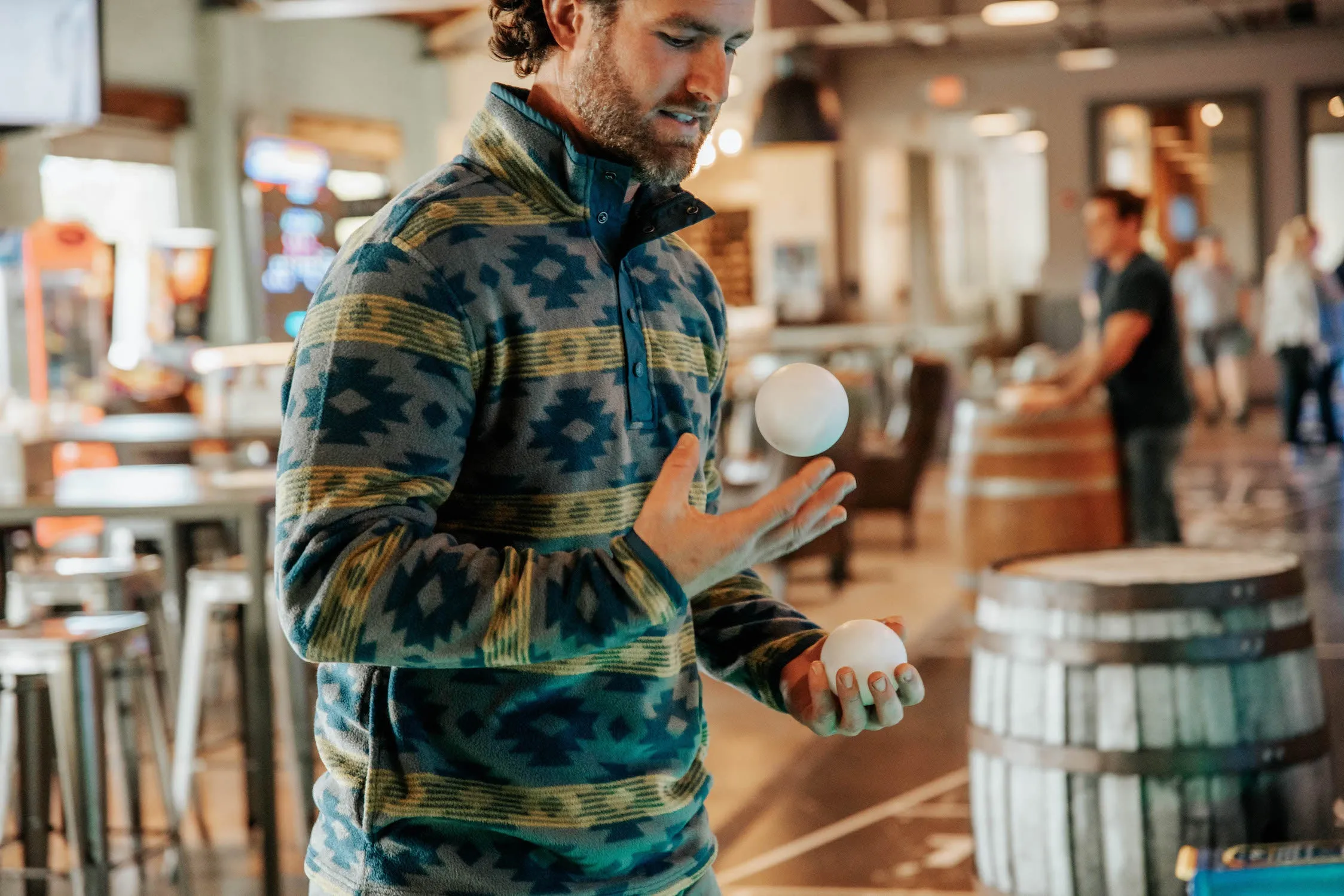 Men's Col Printed Quarter Snap