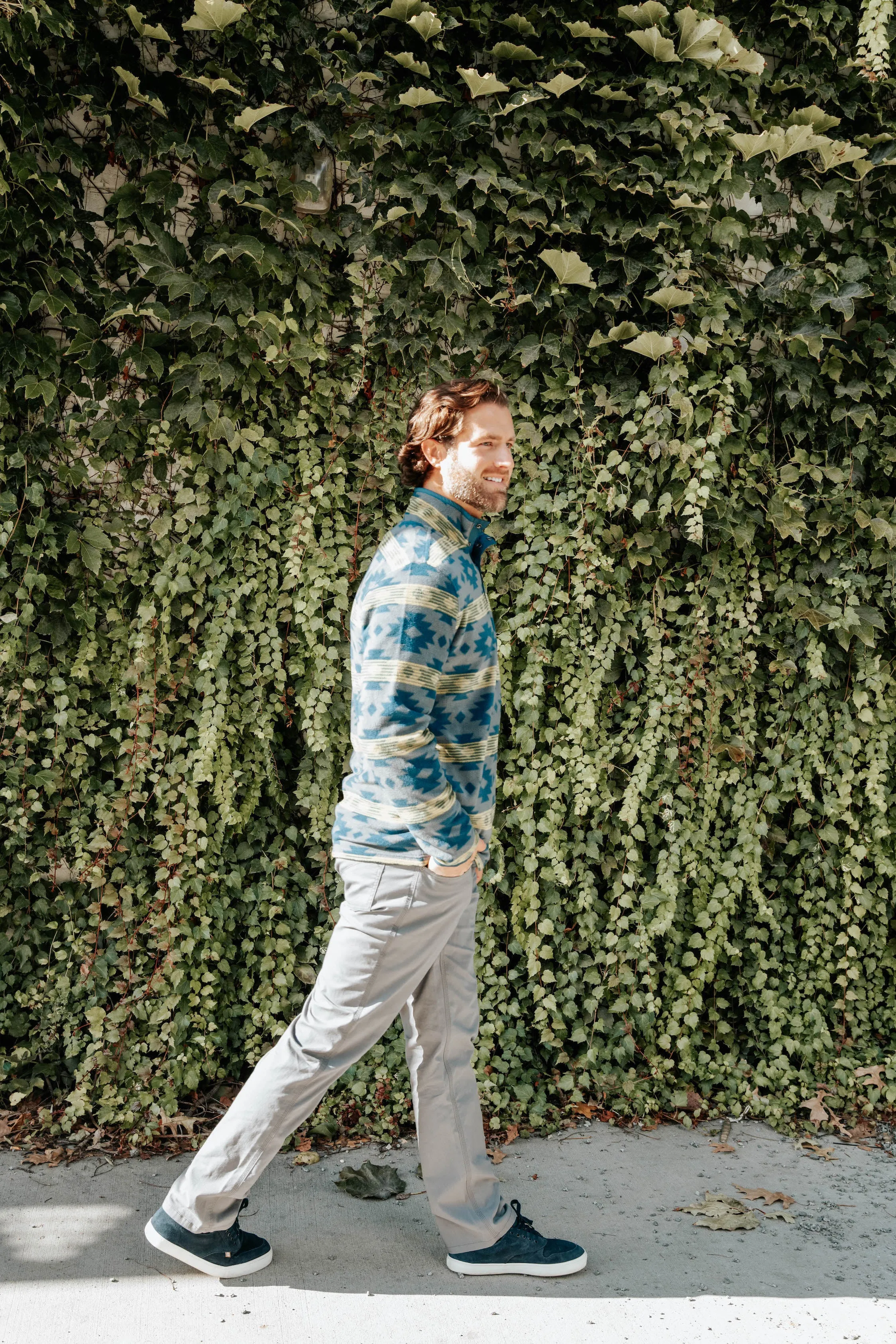 Men's Col Printed Quarter Snap