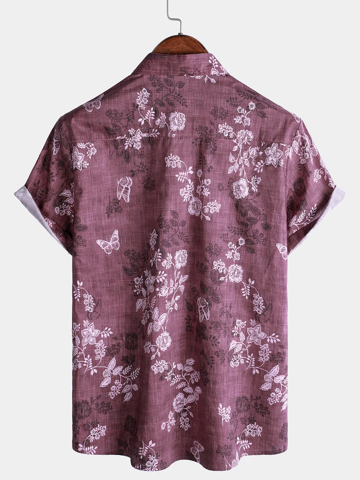 Men's Floral Print Hawaiian Button Holiday Short Sleeve Shirt