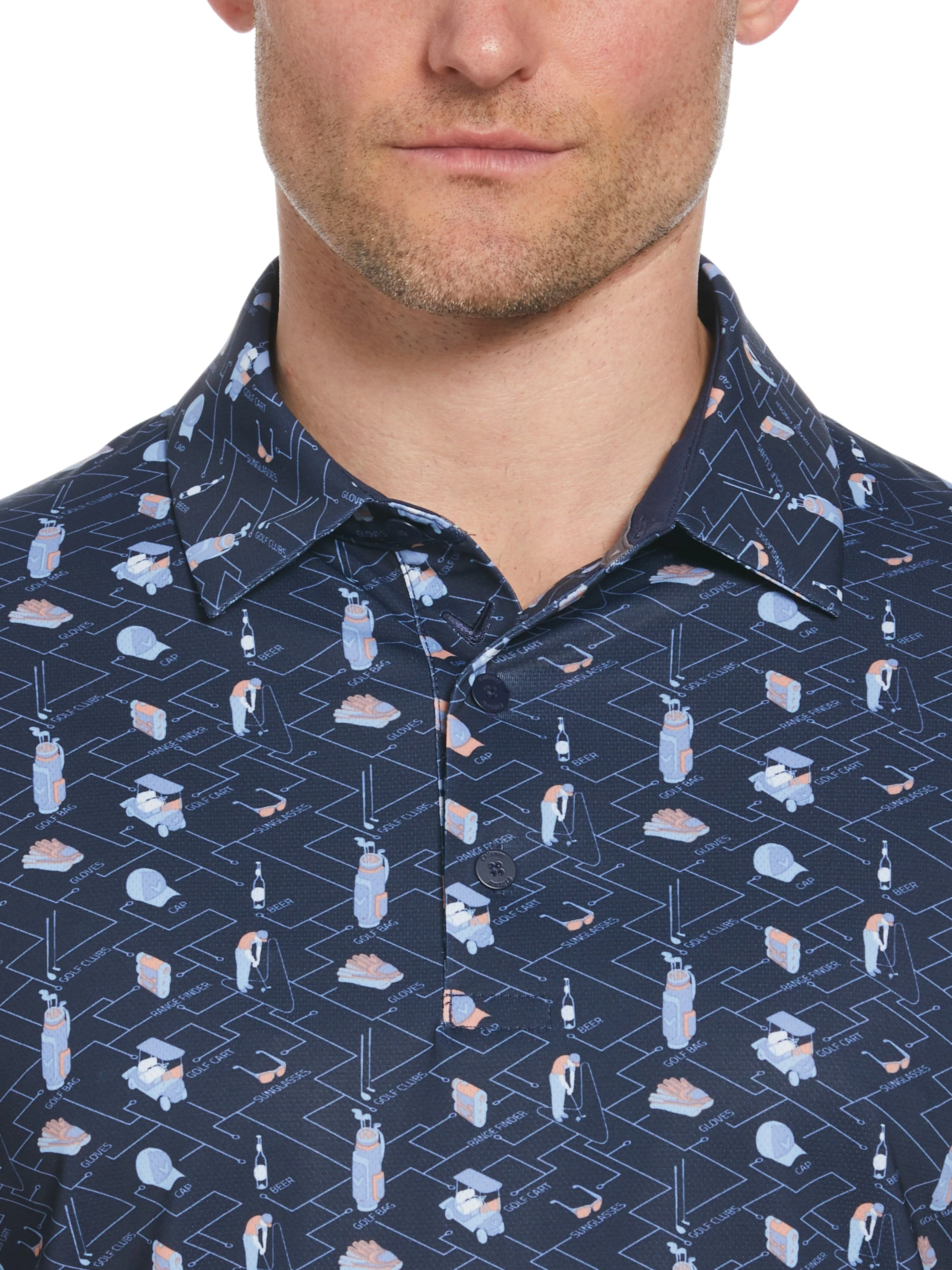 Mens Golf Essentials Print Polo