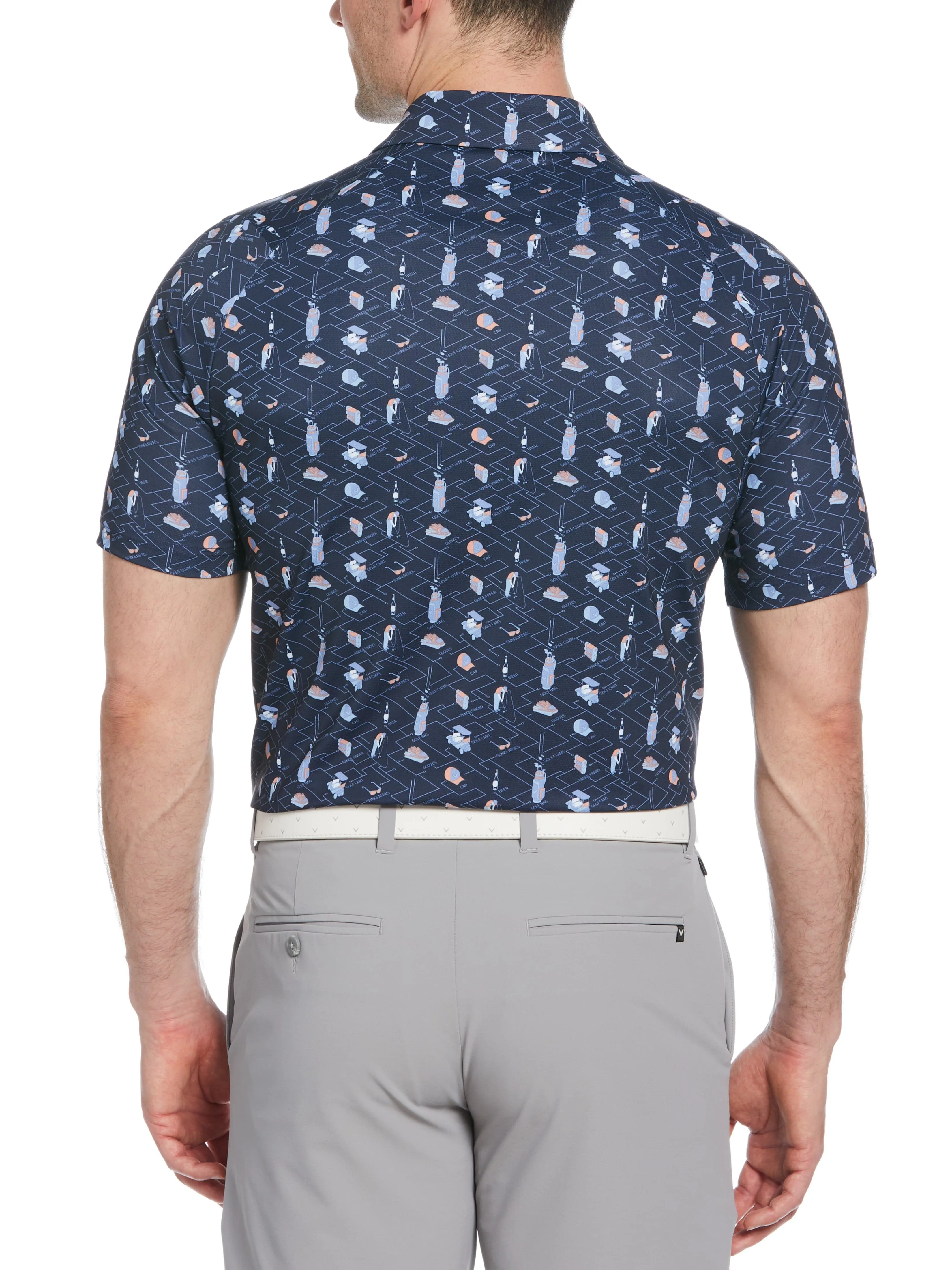 Mens Golf Essentials Print Polo