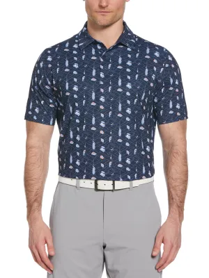 Mens Golf Essentials Print Polo