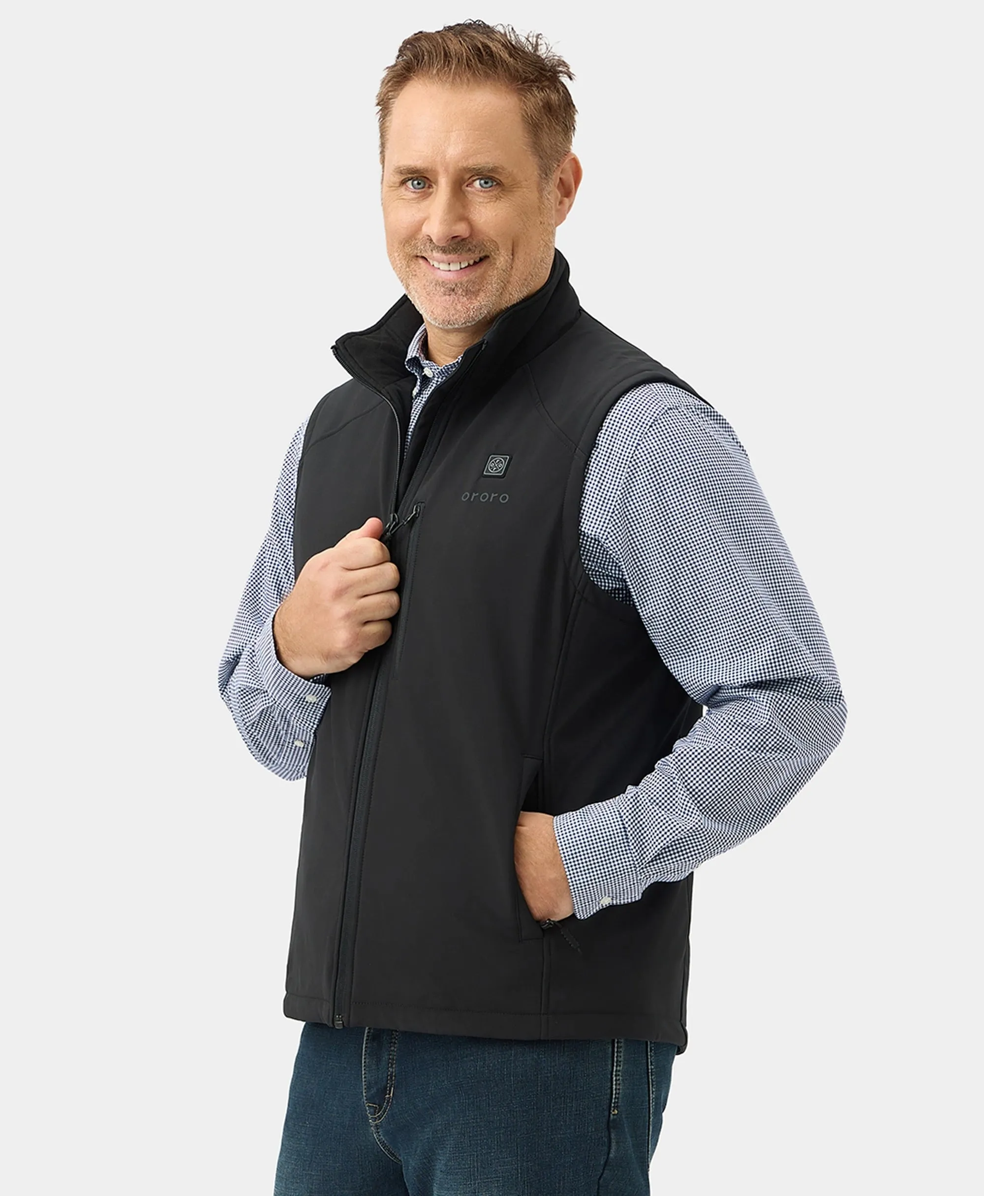 Men's Heated Softshell Vest - Black / Gray