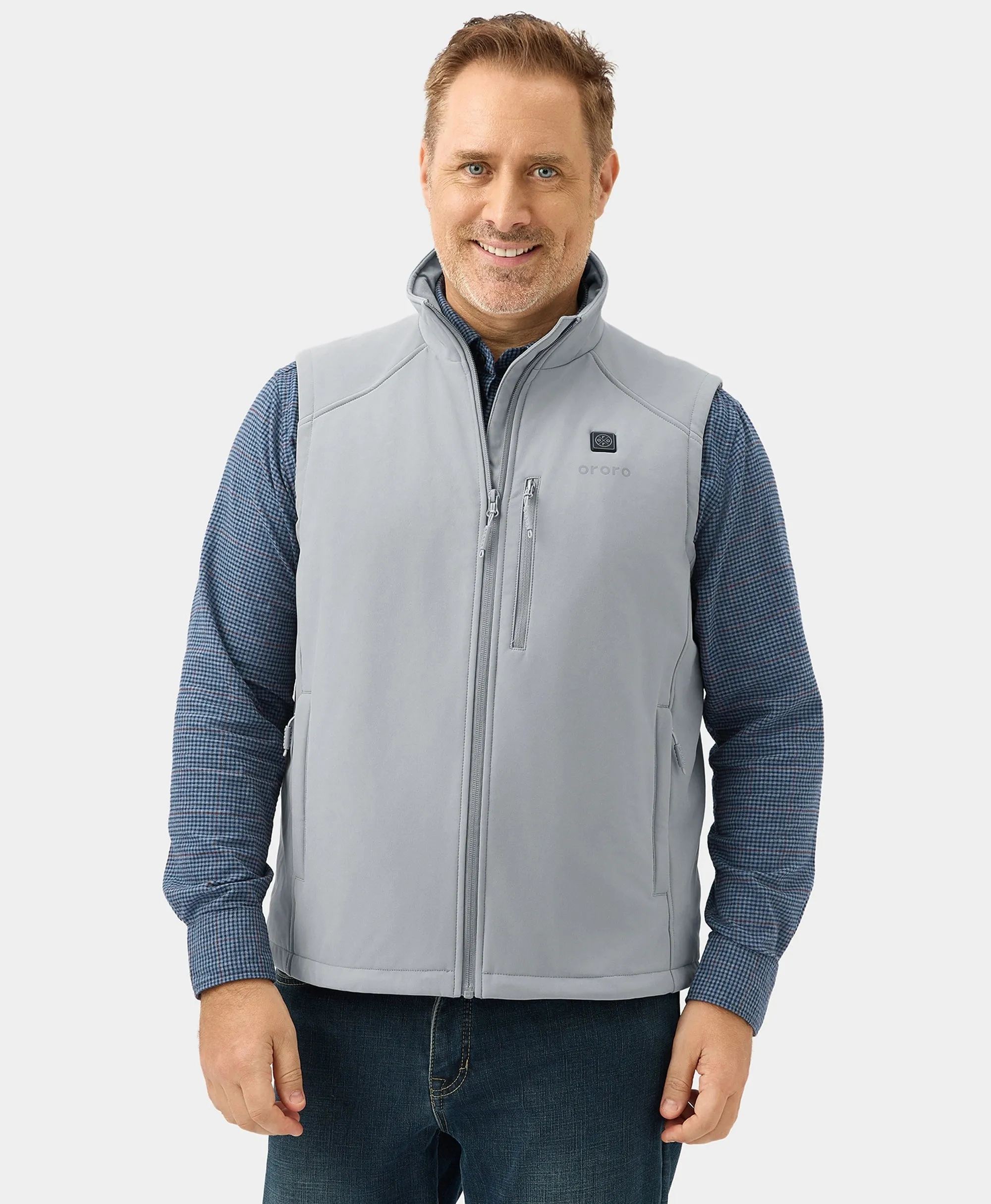 Men's Heated Softshell Vest - Black / Gray