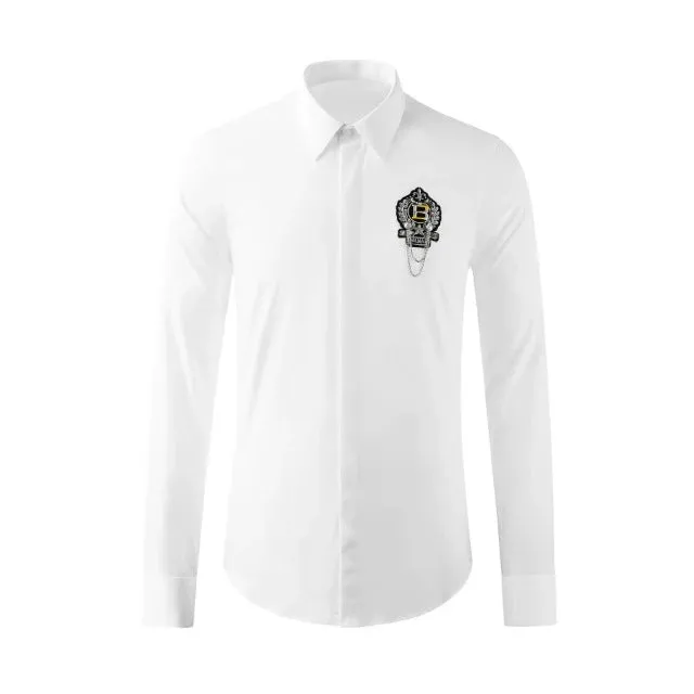 Men's Luxury  Slim Fit Handmade Badge Long Sleeve Shirt