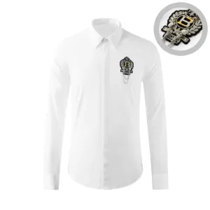 Men's Luxury  Slim Fit Handmade Badge Long Sleeve Shirt