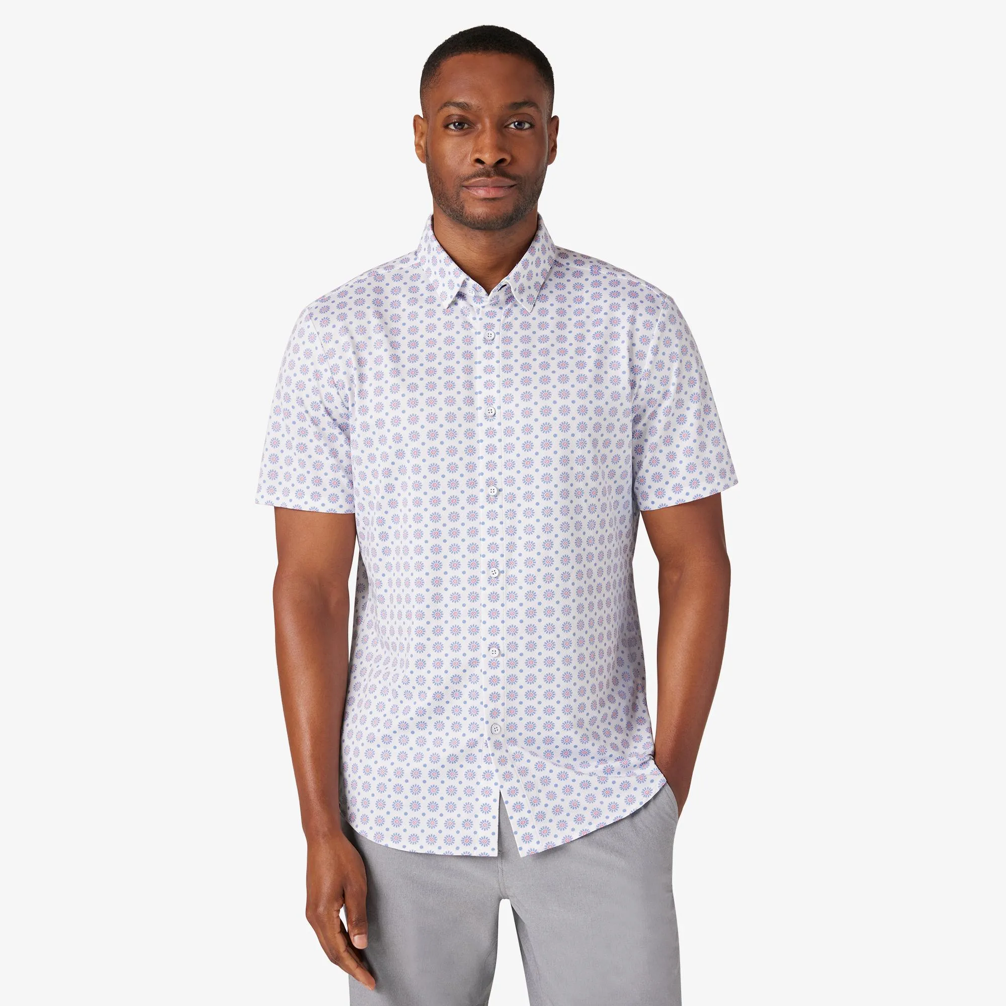 Men's Mizzen   Main | Halyard Trim No Tuck Short Sleeve | Lavander Lustre Floral Print