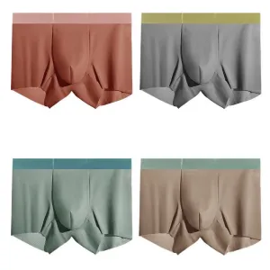 Men's Patterned Ultra Thin Ice Silk Second-skin Trunks (4-Pack) -JEWYEE 1921
