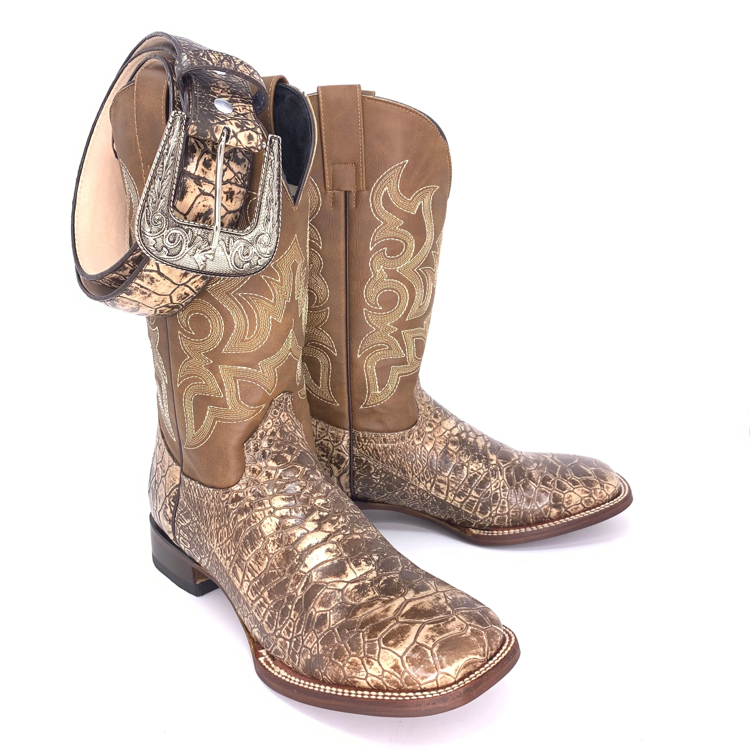 Men's Quincy Sea Turtle Print Boots Wide Square Toe
