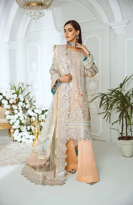 MFD-0007-Fire Pearl | Maryum N Maria Luxury Chiffon Collection 2021 | Unstitched Embroidered Net Suits