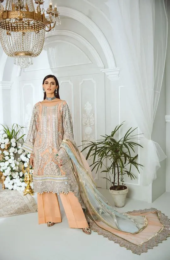 MFD-0007-Fire Pearl | Maryum N Maria Luxury Chiffon Collection 2021 | Unstitched Embroidered Net Suits