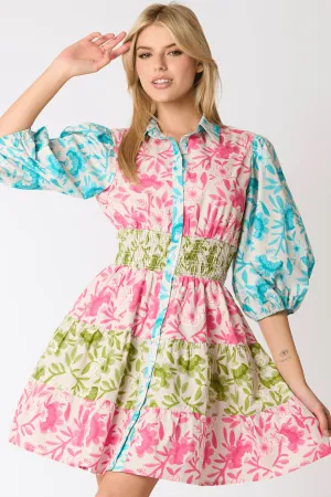 Mixed Floral Print Dress