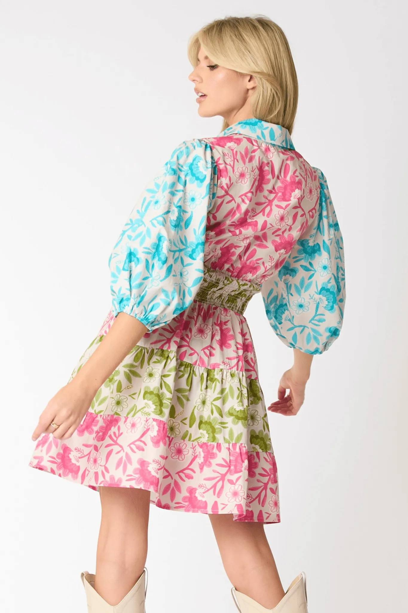Mixed Floral Print Dress