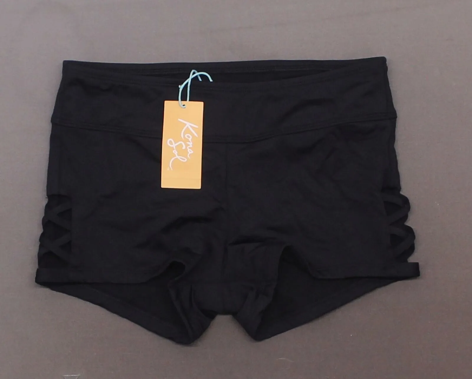 NWT Kona Sol Women's Strappy Side Swim Shorts. AFG65B Small