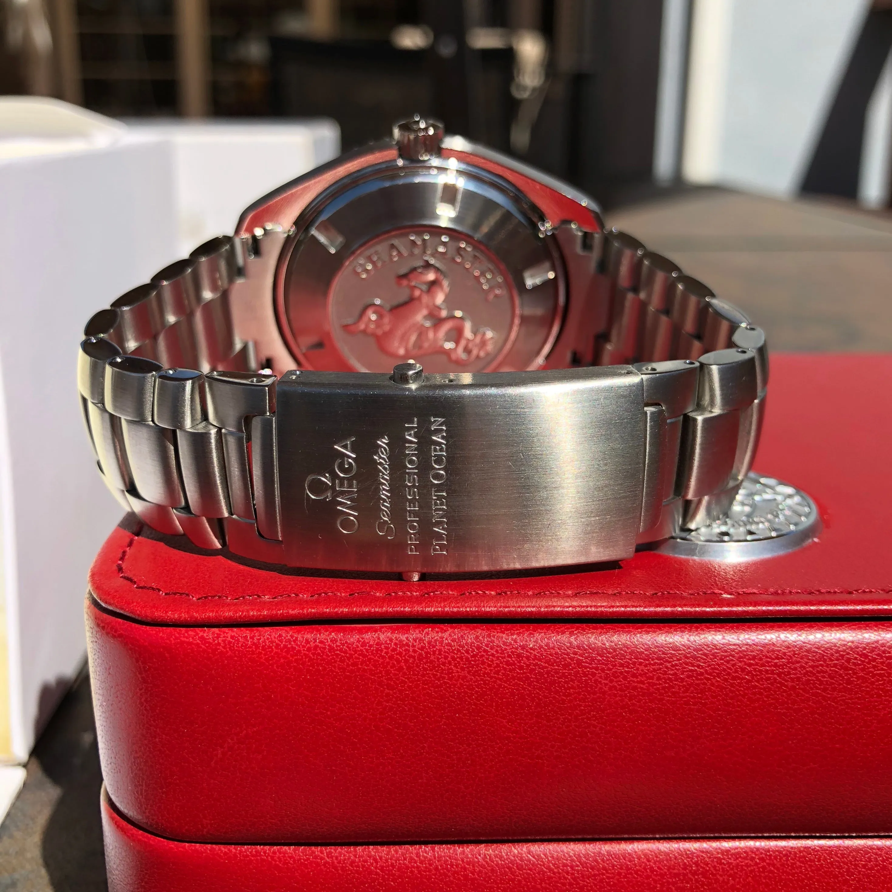Omega Seamaster 2208.50 Orange Bezel 45.5mm Co-Axial Steel Wristwatch Box & Papers