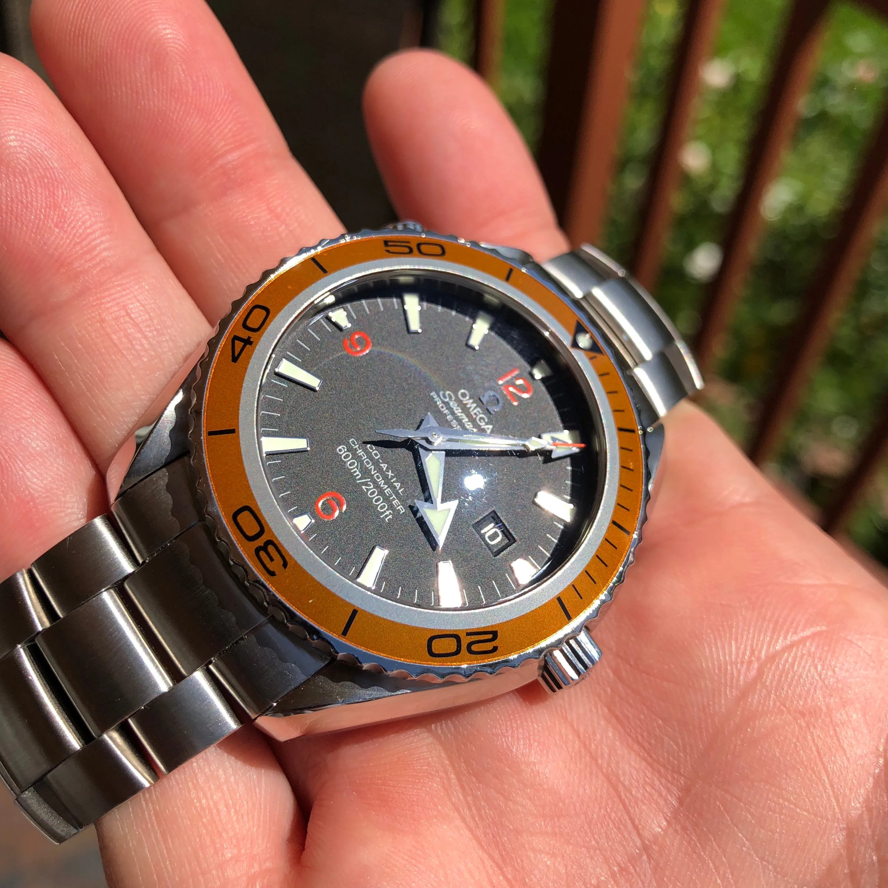 Omega Seamaster 2208.50 Orange Bezel 45.5mm Co-Axial Steel Wristwatch Box & Papers
