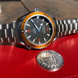 Omega Seamaster 2208.50 Orange Bezel 45.5mm Co-Axial Steel Wristwatch Box & Papers