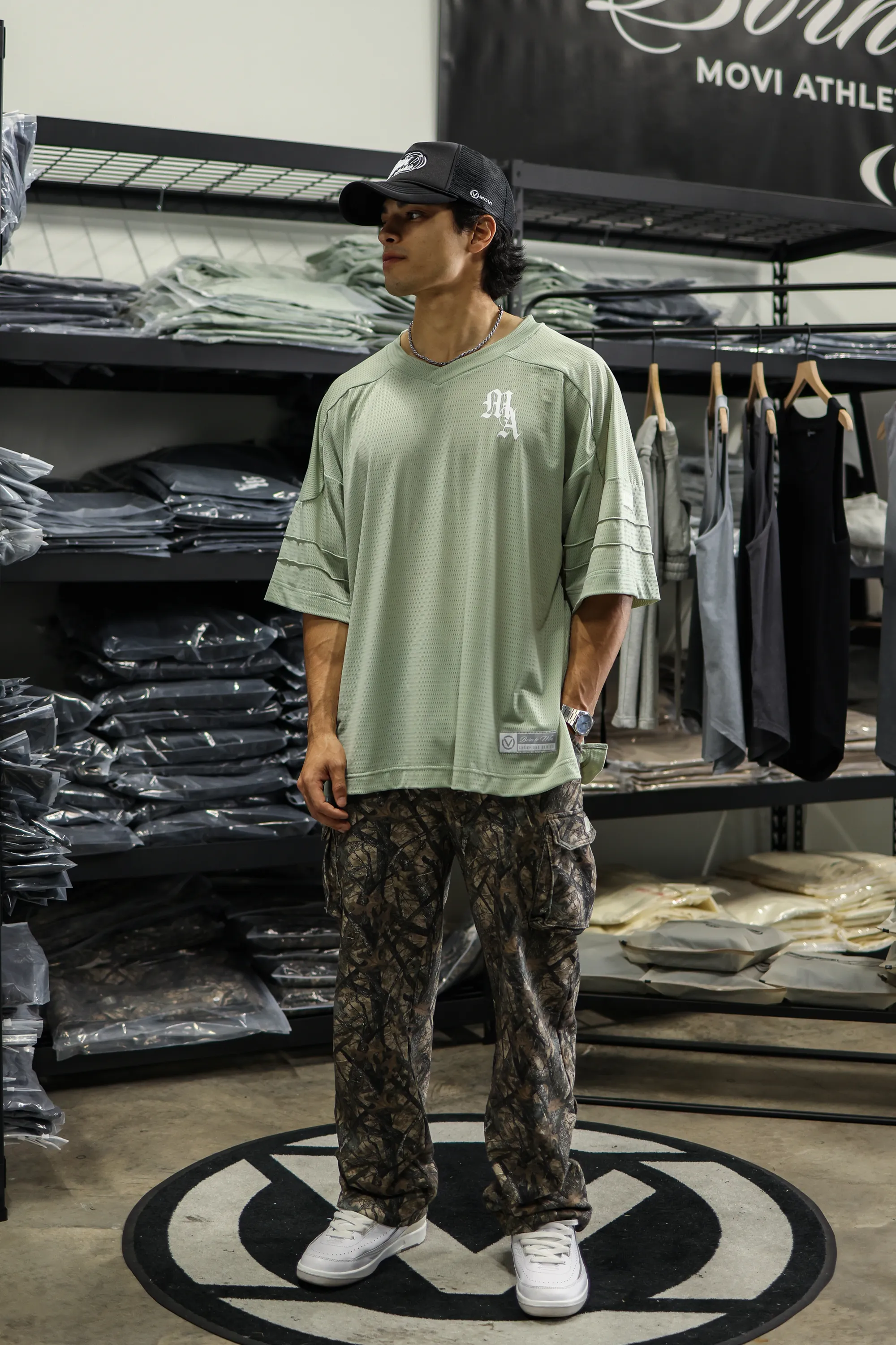 ORIGIN GLOW BAGGY CARGO SWEATS - TREE CAMO