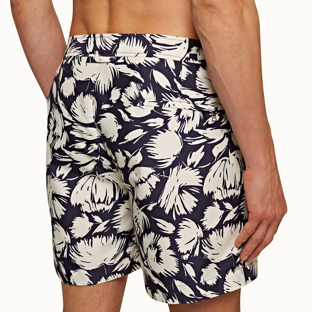 Orlebar Brown - Bulldog Botany Swim Shorts in Navy/White Sand