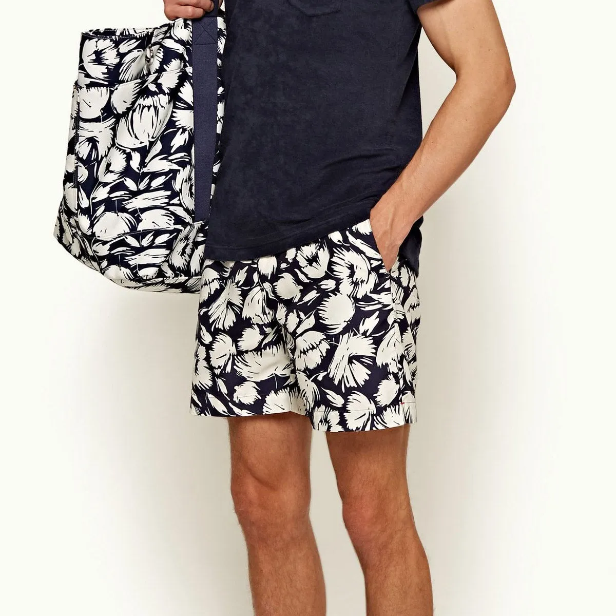 Orlebar Brown - Bulldog Botany Swim Shorts in Navy/White Sand