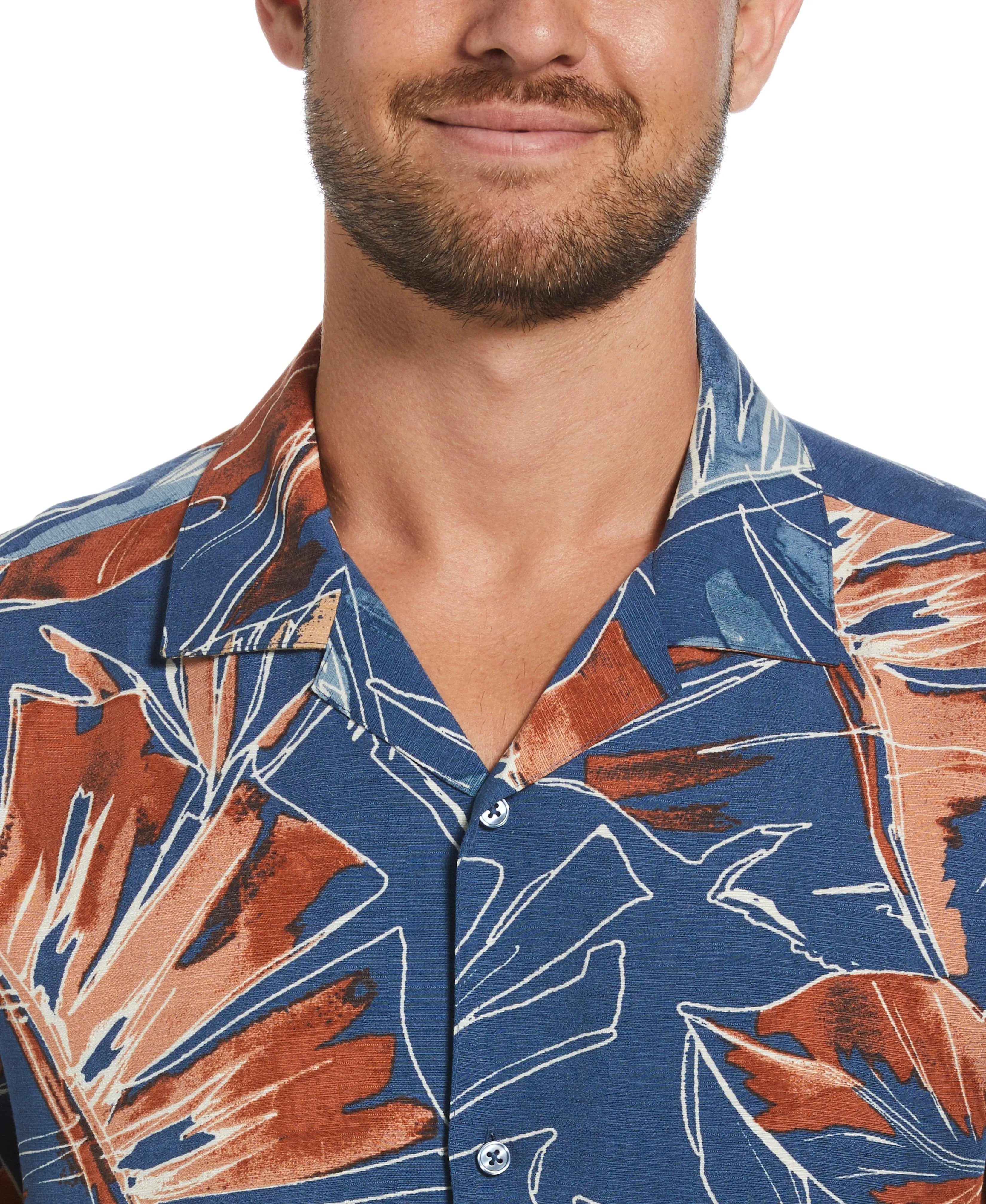 Oversized Tropical Sketch Print Shirt