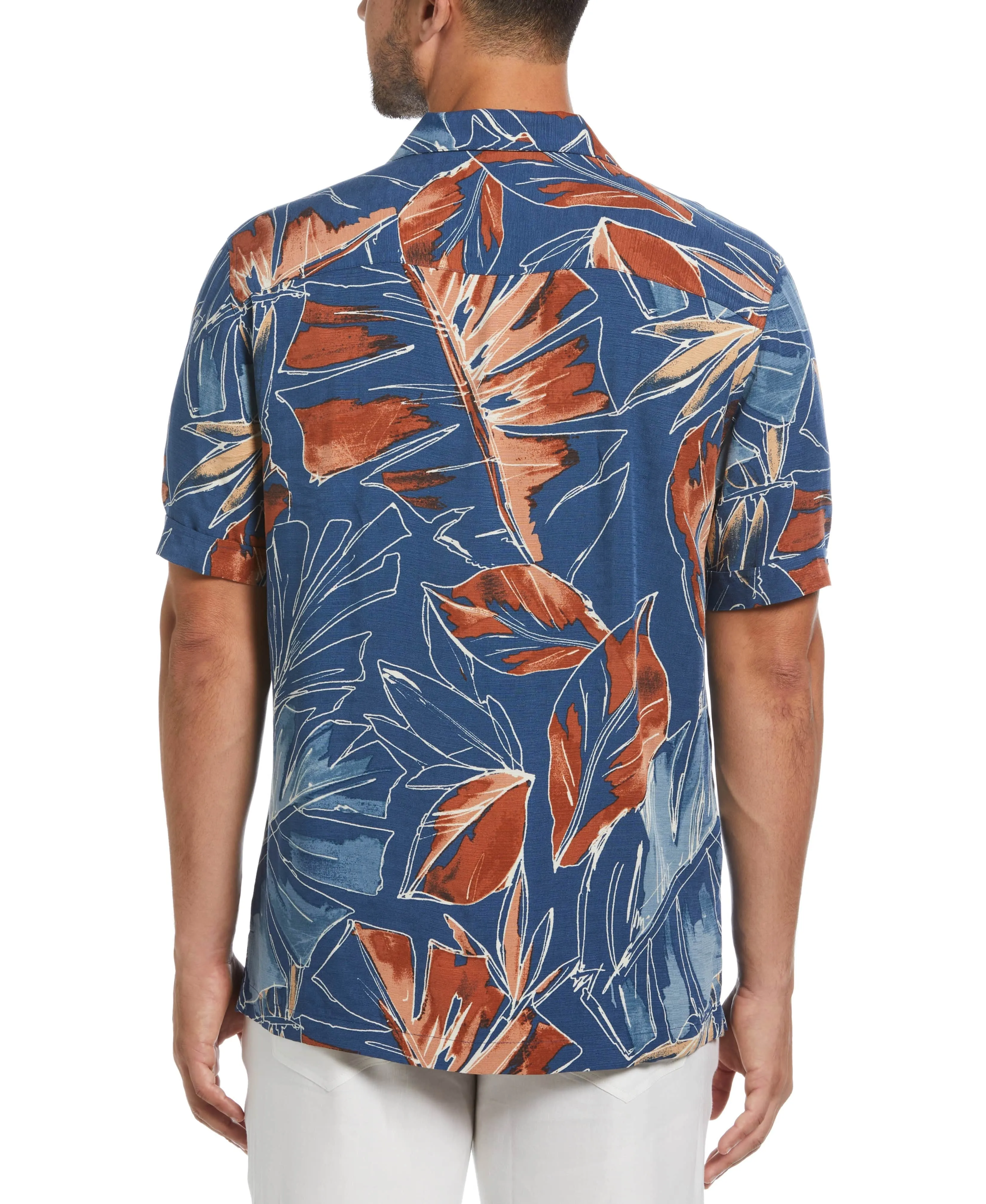 Oversized Tropical Sketch Print Shirt