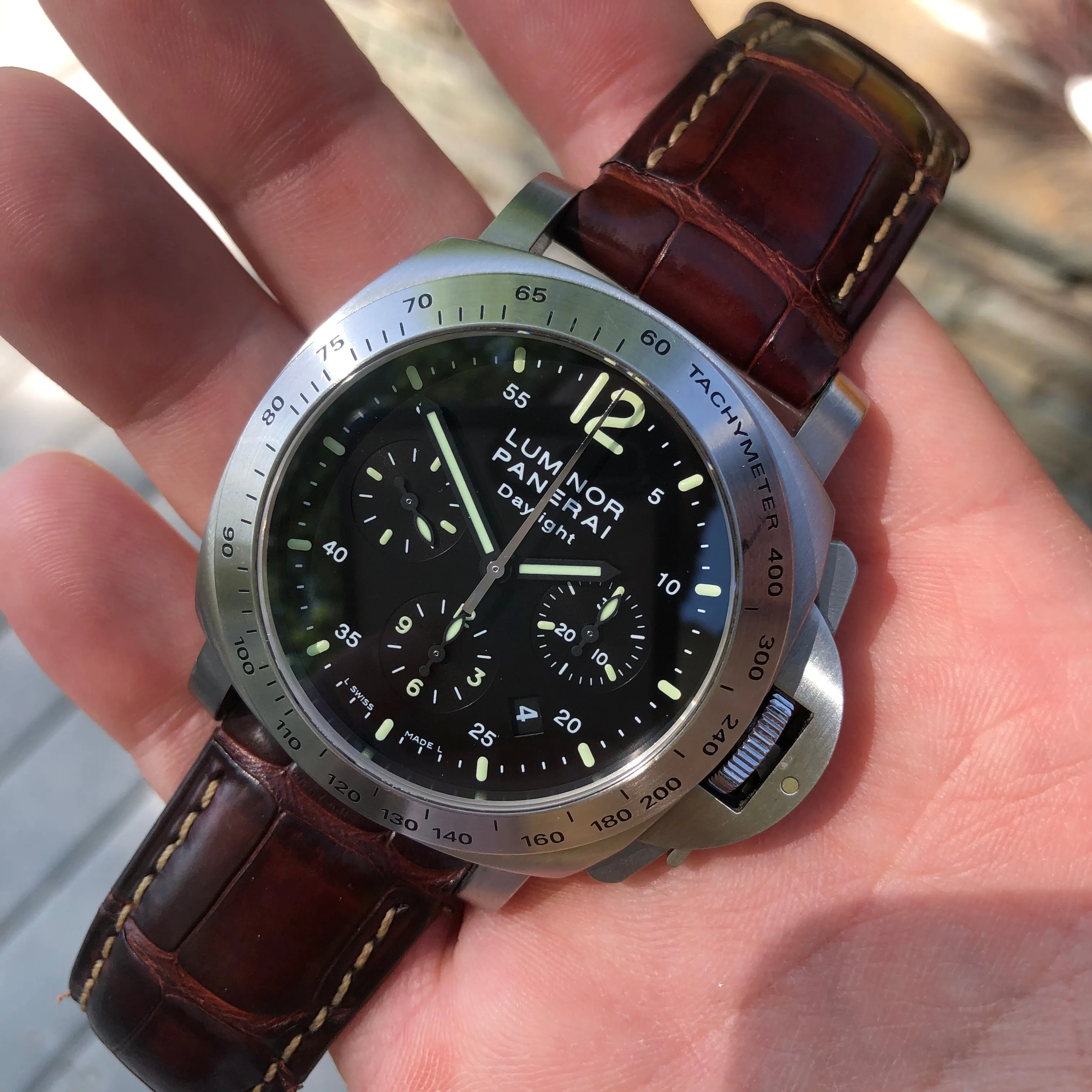 Panerai Luminor Daylight PAM 250 Chronograph Automatic Stainless Steel 44mm Wristwatch