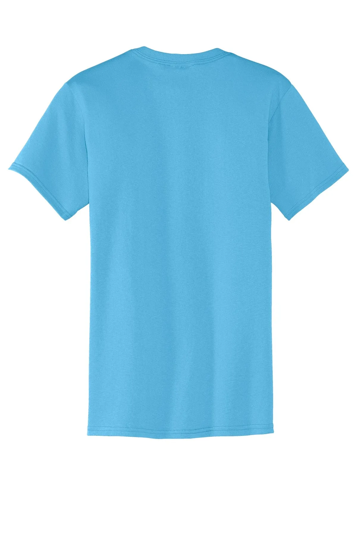 Port & Company Core Blend Pocket Tee. PC55P Aquatic Blue
