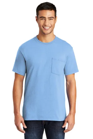 Port & Company Core Blend Pocket Tee. PC55P Light Blue
