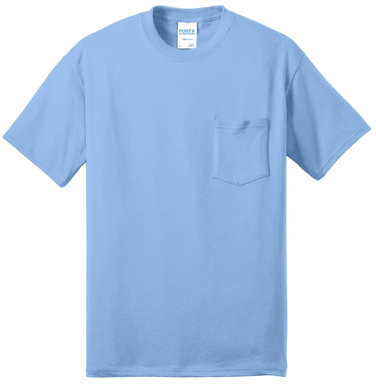 Port & Company Core Blend Pocket Tee. PC55P Light Blue