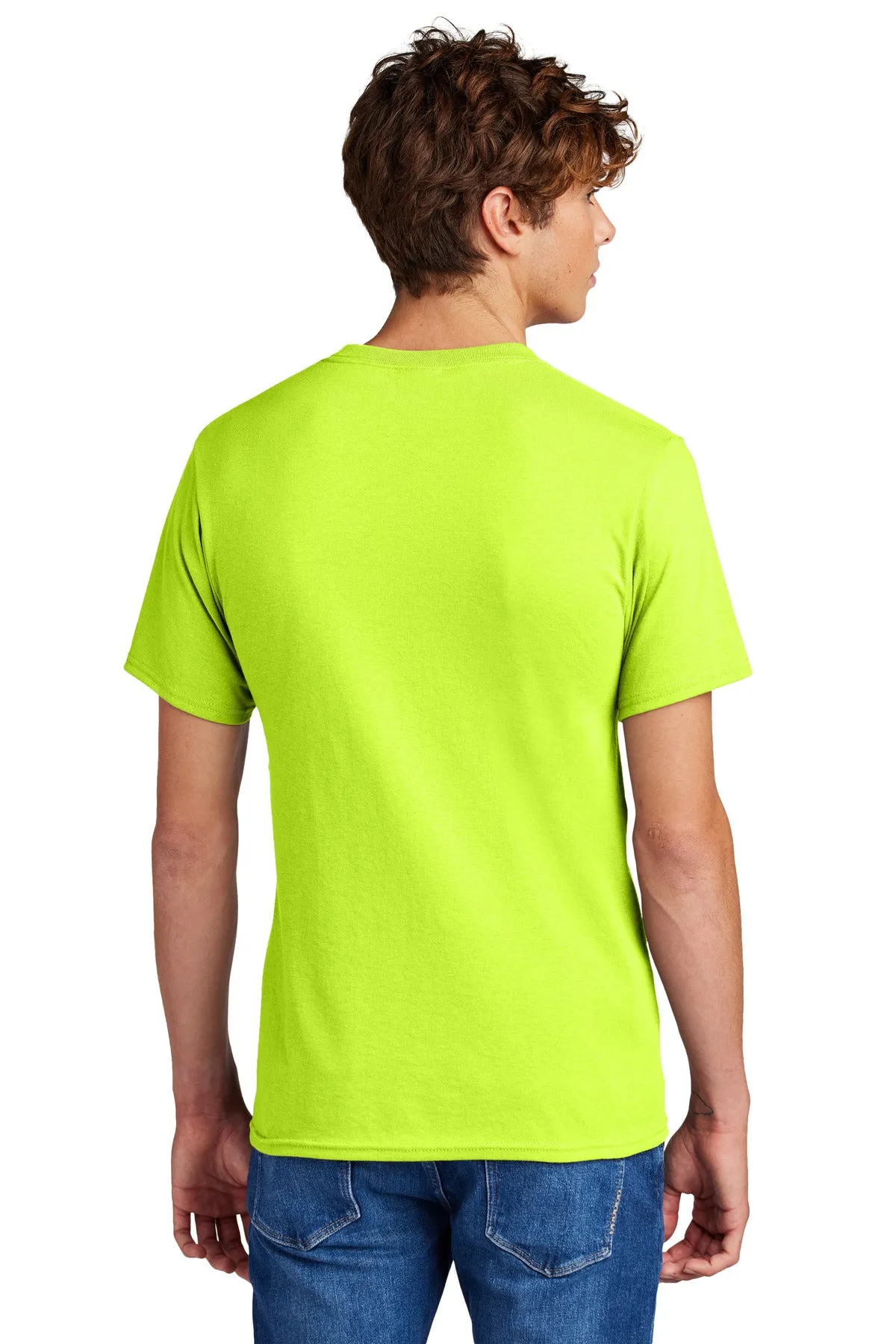 Port & Company Core Blend Tee.  PC55 Safety Green