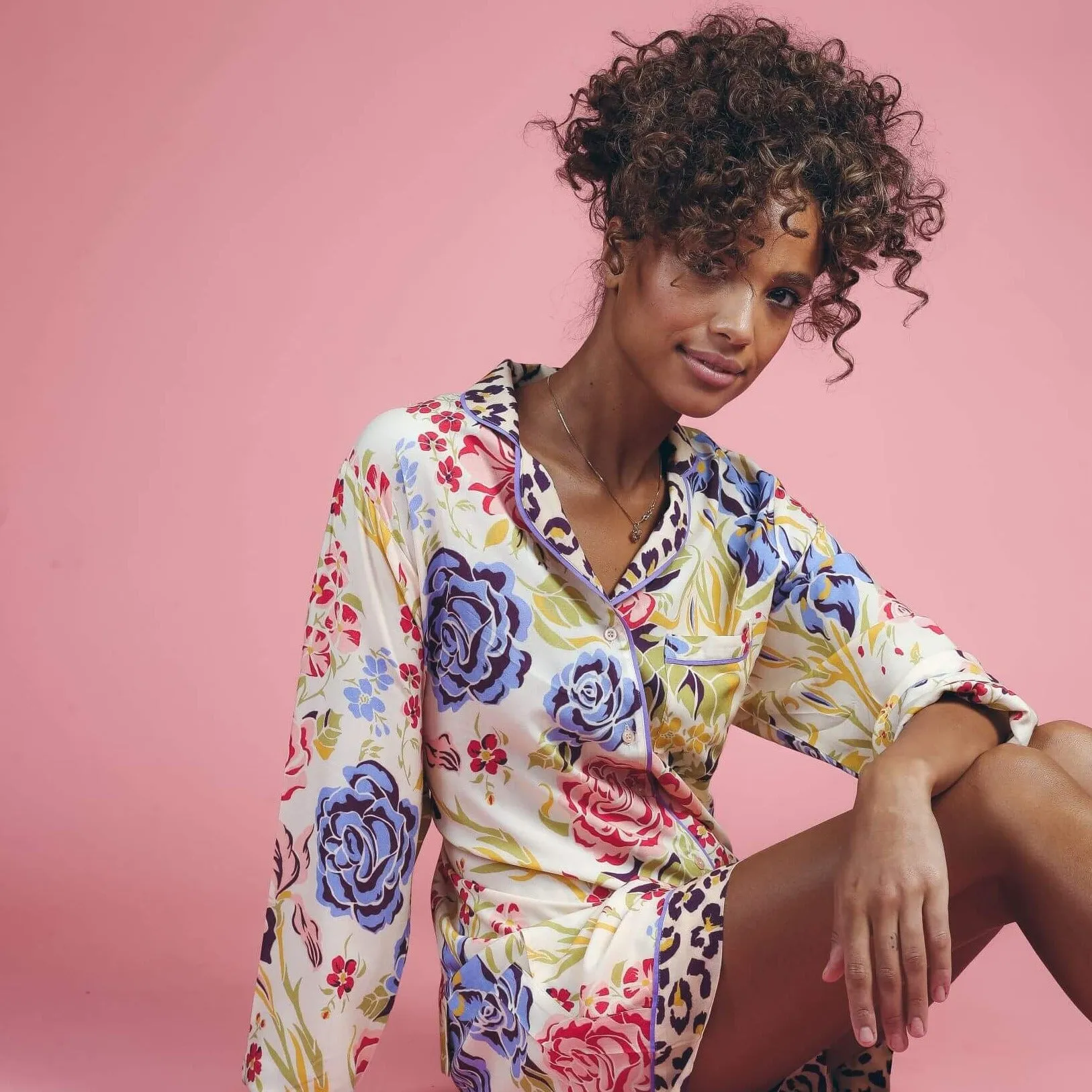 Powder Floral Stencil Supersoft Summer Pyjamas