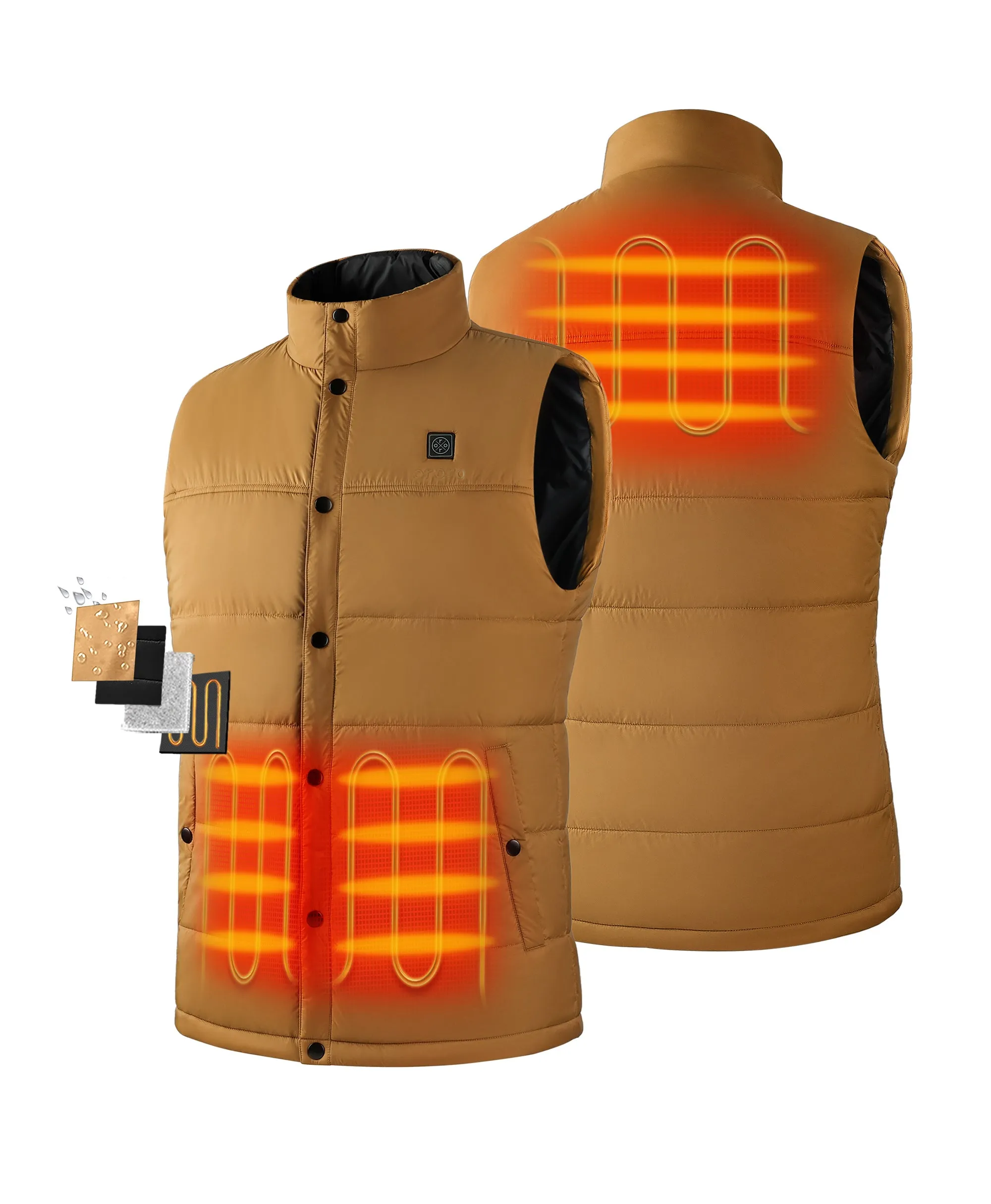 PuffLyte™ Men's Heated Lightweight Vest - Black / Khaki