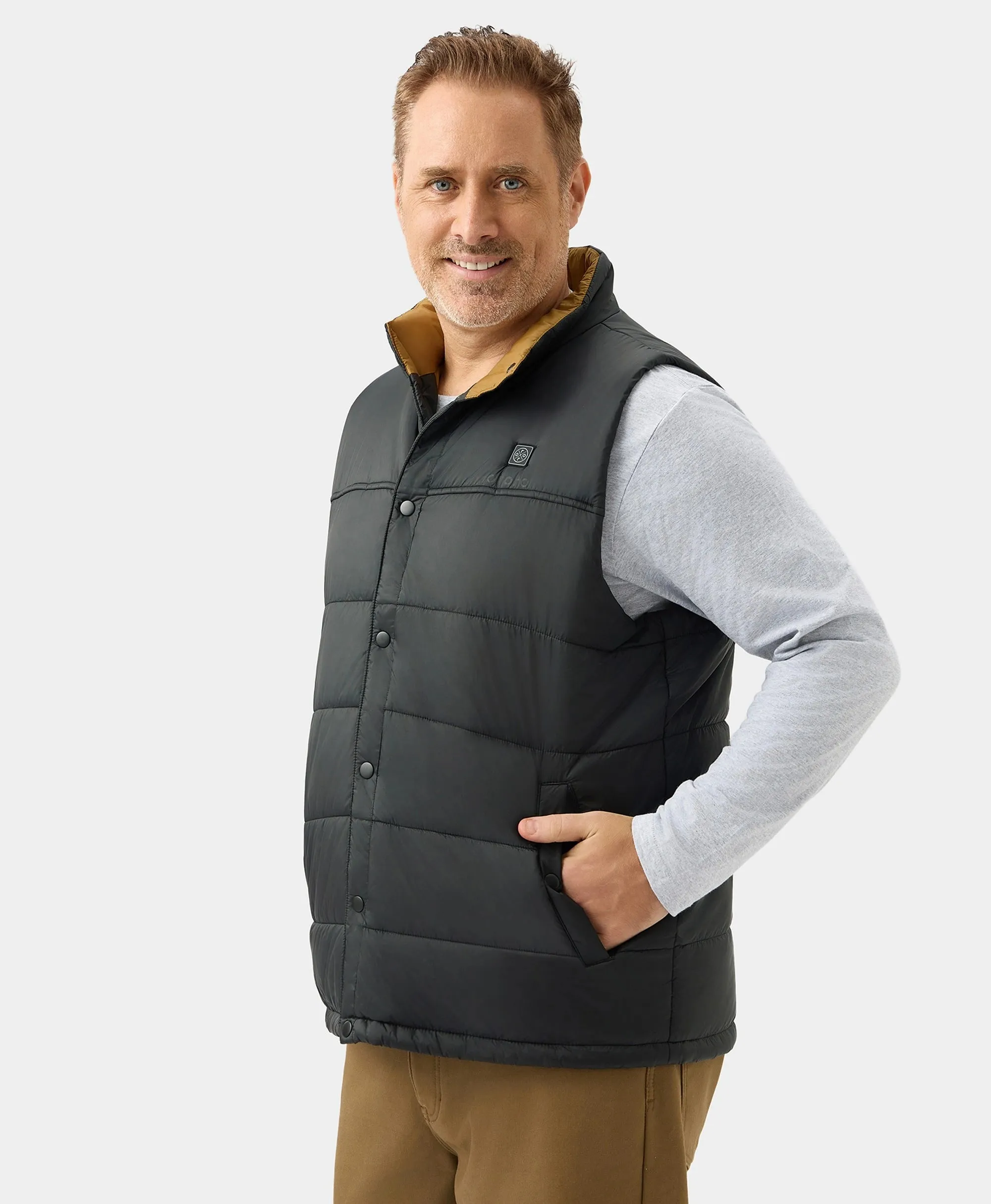 PuffLyte™ Men's Heated Lightweight Vest - Black / Khaki