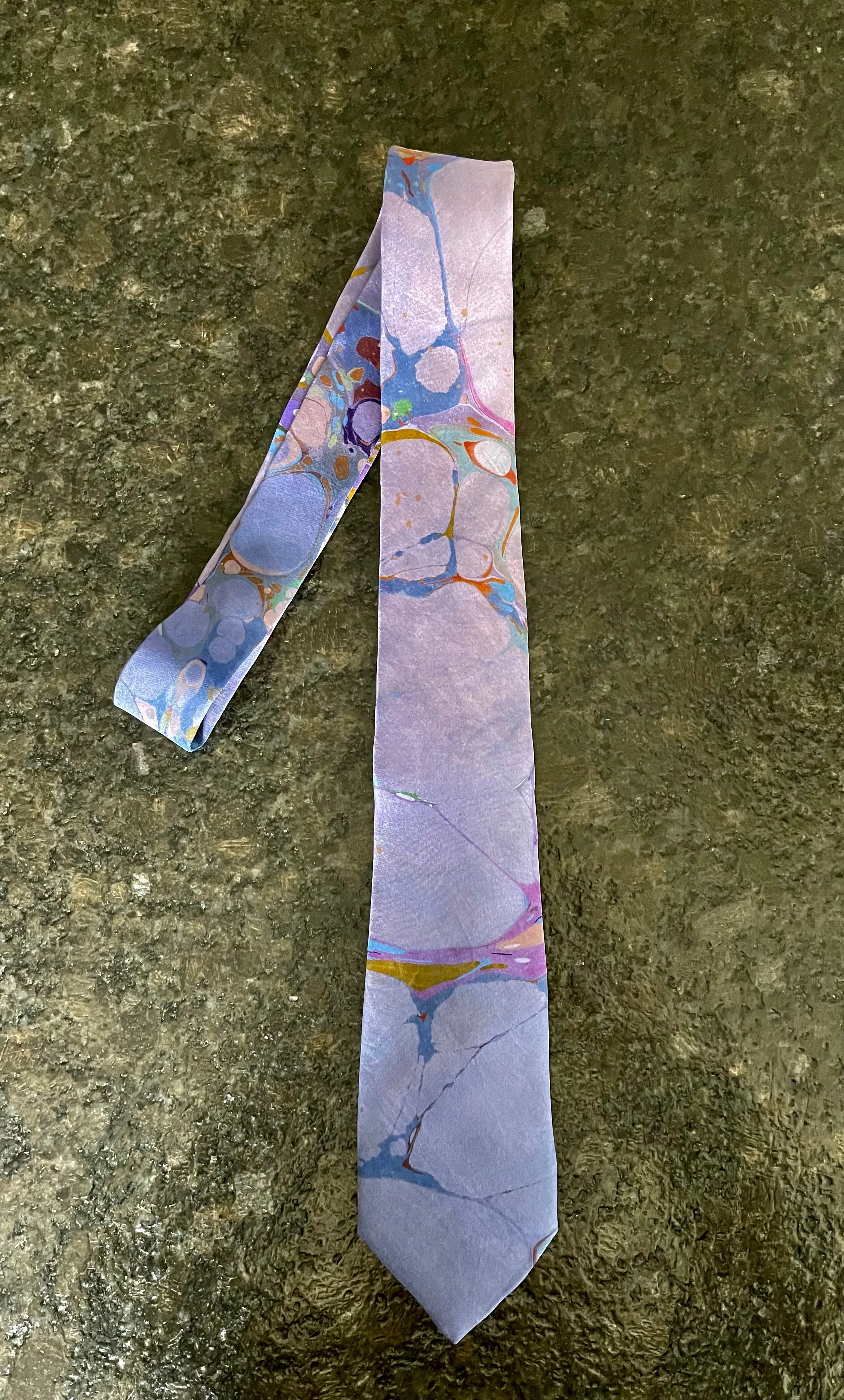 Purple Italian vein   3” Silk Tie  water marbled