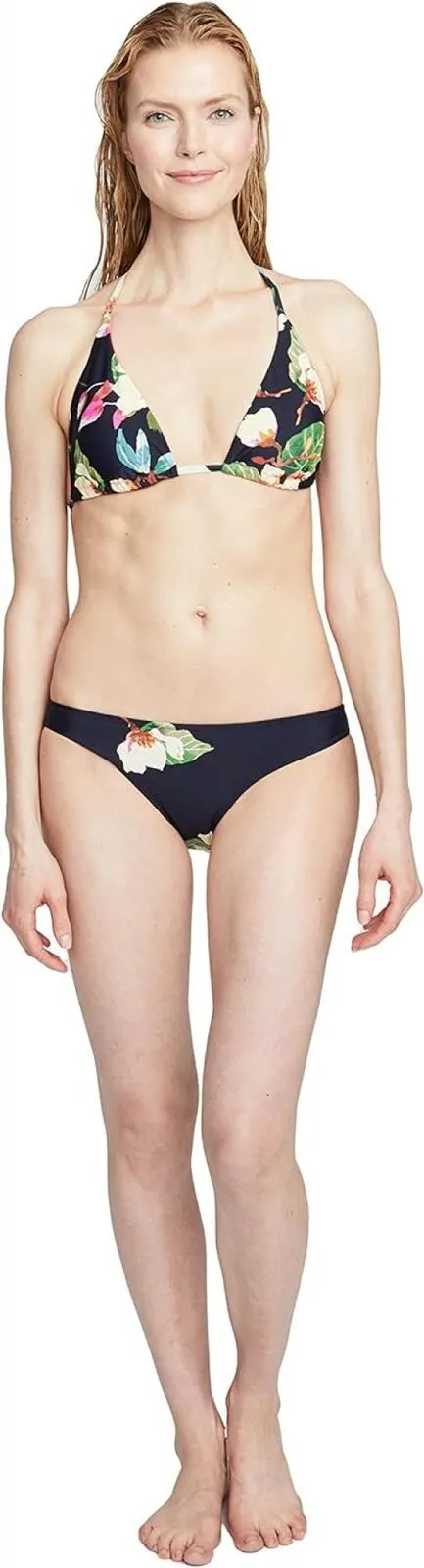Rachel Rachel Roy Standard Swim Top with Shoulder Flat Magnolias Black Multi M