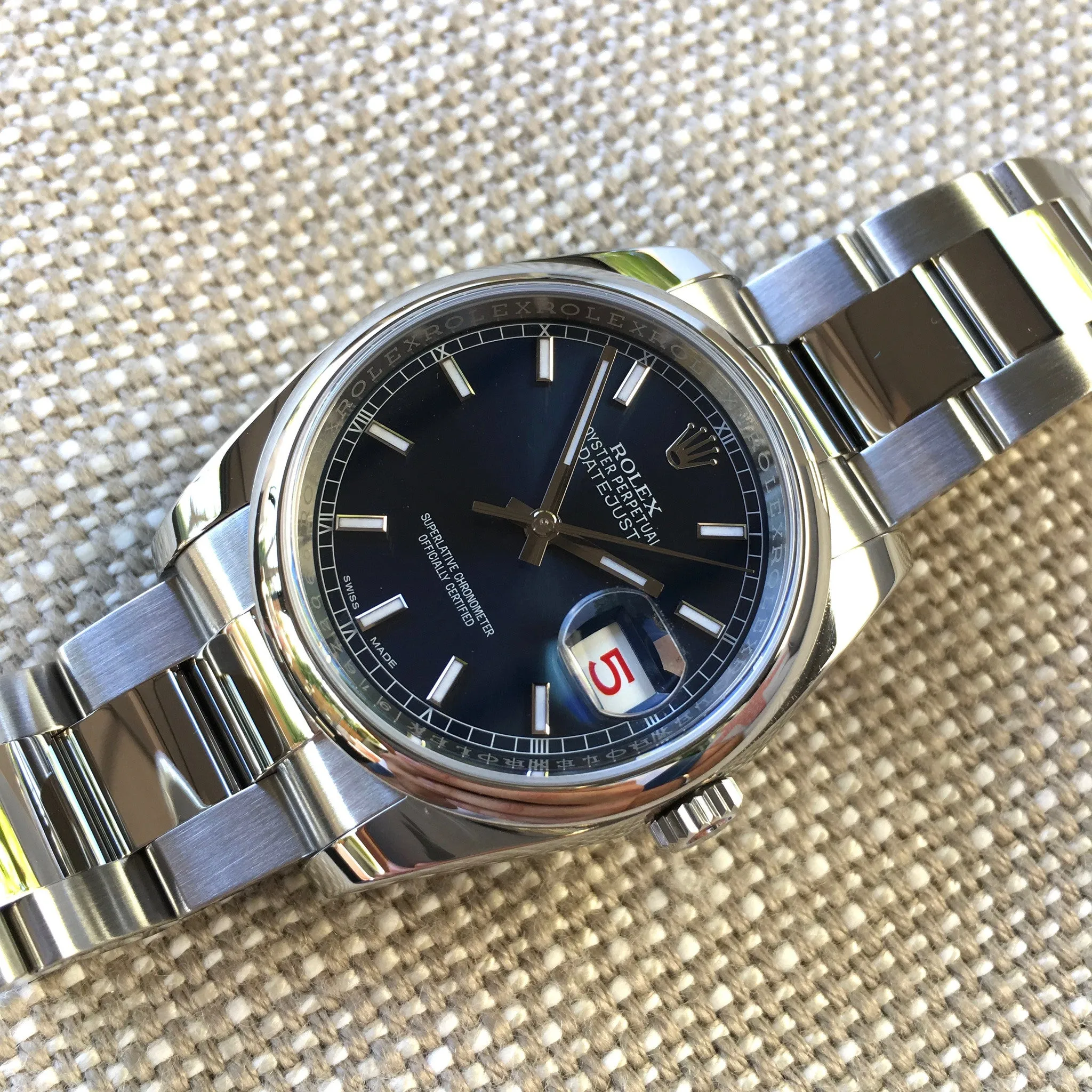 Rolex Datejust 116200 Blue Stick 36mm Oyster Stainless Steel Wristwatch