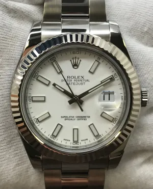 Rolex Datejust II 41mm 116334 White Dial Automatic Men's Watch