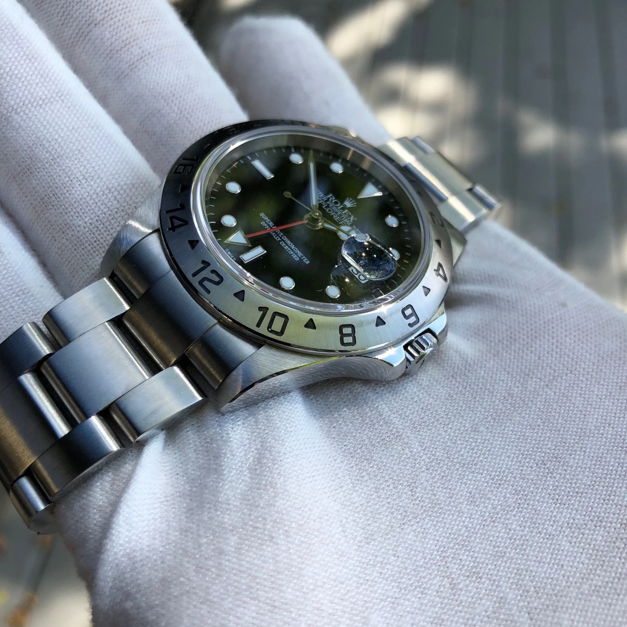 Rolex Explorer II 16570 Black Stainless Steel GMT Oyster Z Serial Wristwatch Box & Papers Circa 2006