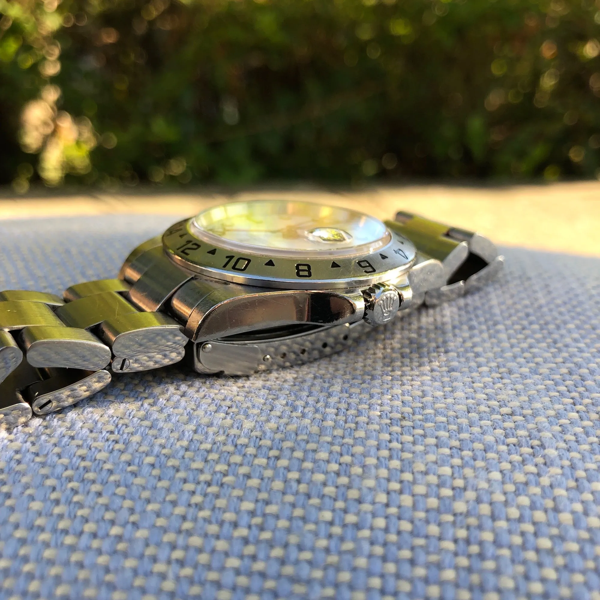 Rolex Explorer II 16570 White Stainless Steel GMT Oyster D Serial Wristwatch Circa 2005